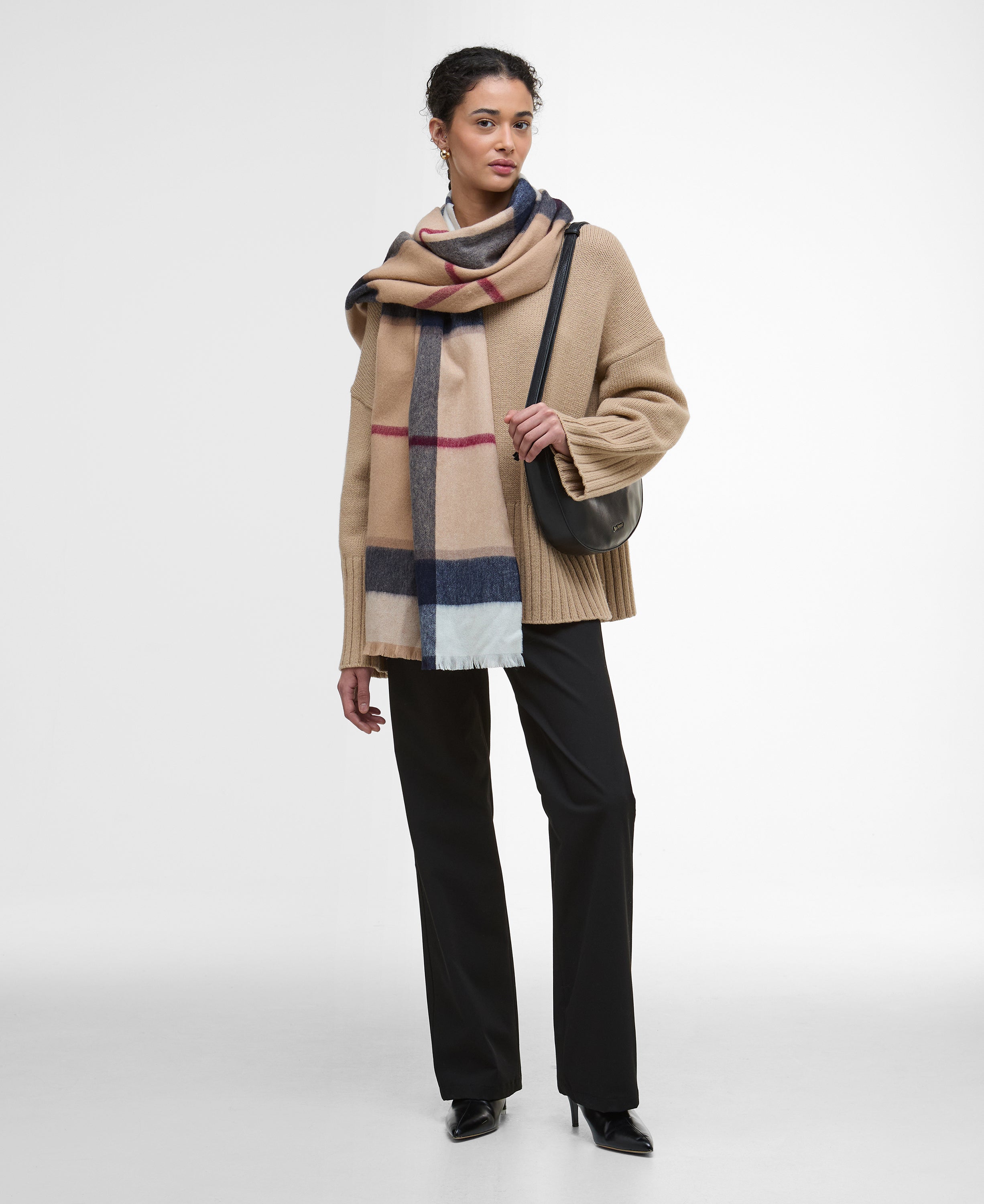 Rosefield Tartan uld halstørklæde - brun